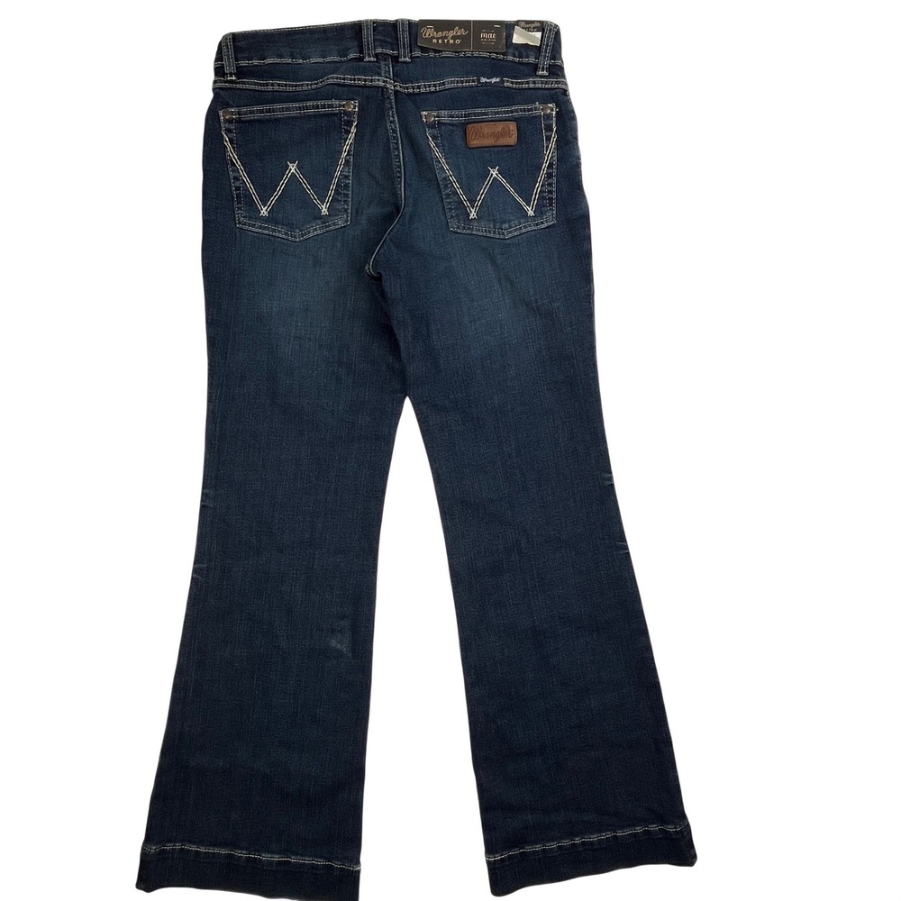 Wrangler Retro Mae Mid-Rise Flare Jeans 30/9x32 (31x30) Dark Blue Trouser NWT - Picture 2 of 8